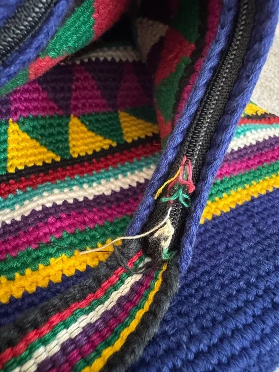 Vintage Guatemalan Handwoven Boho Bag - Vibrant Mayan Geometric Design - Picture 6 of 16